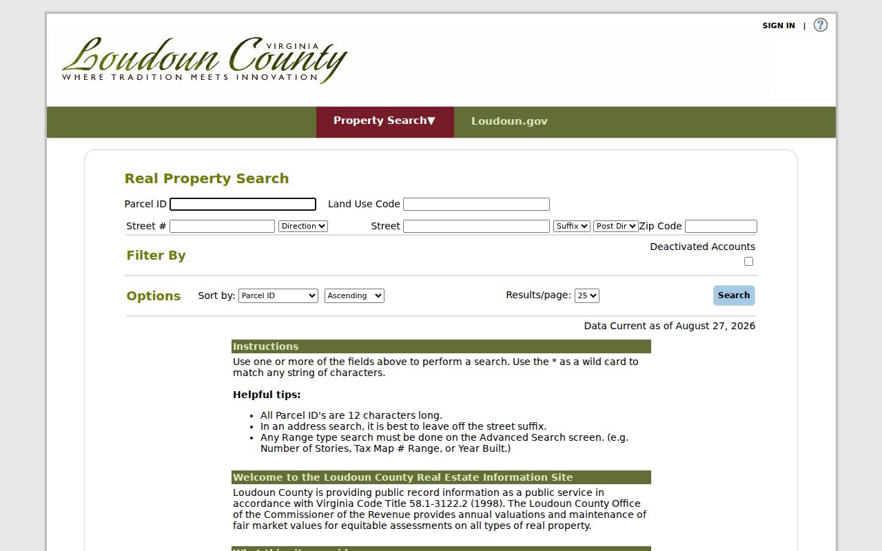 South Riding residents directory Loudoun property search fields