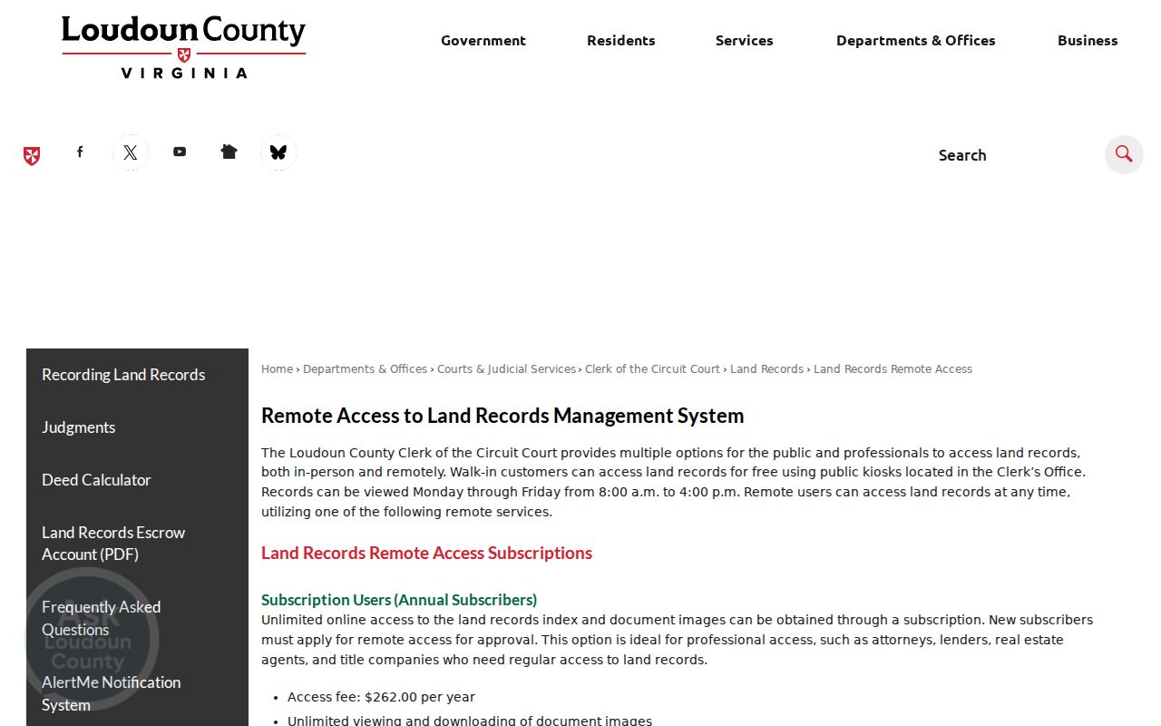 South Riding previous residents Loudoun remote land-record access