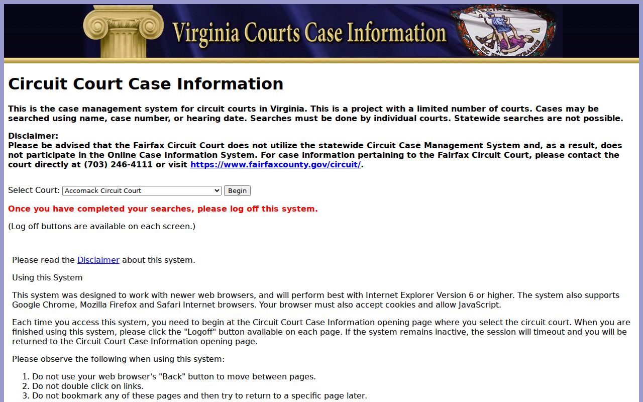 South Riding resident lookup using the Loudoun Circuit Court name search